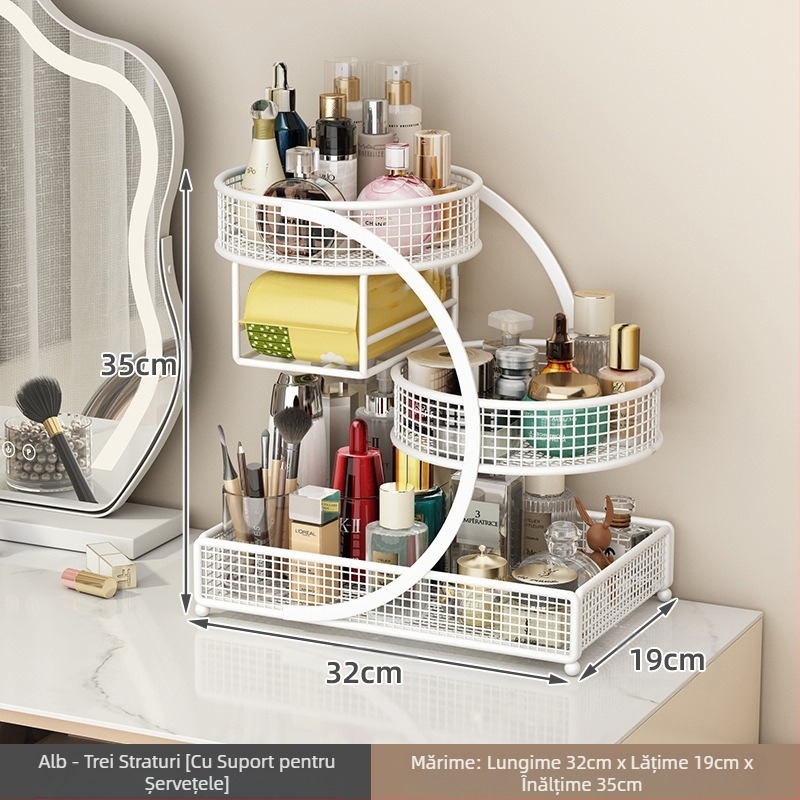 Cutie de depozitare pentru cosmetice, suport pentru masă de toaletă, raft pentru chiuvetă, raft pentru ruj și produse de îngrijire a pielii