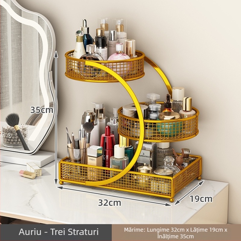 Cutie de depozitare pentru cosmetice, suport pentru masă de toaletă, raft pentru chiuvetă, raft pentru ruj și produse de îngrijire a pielii