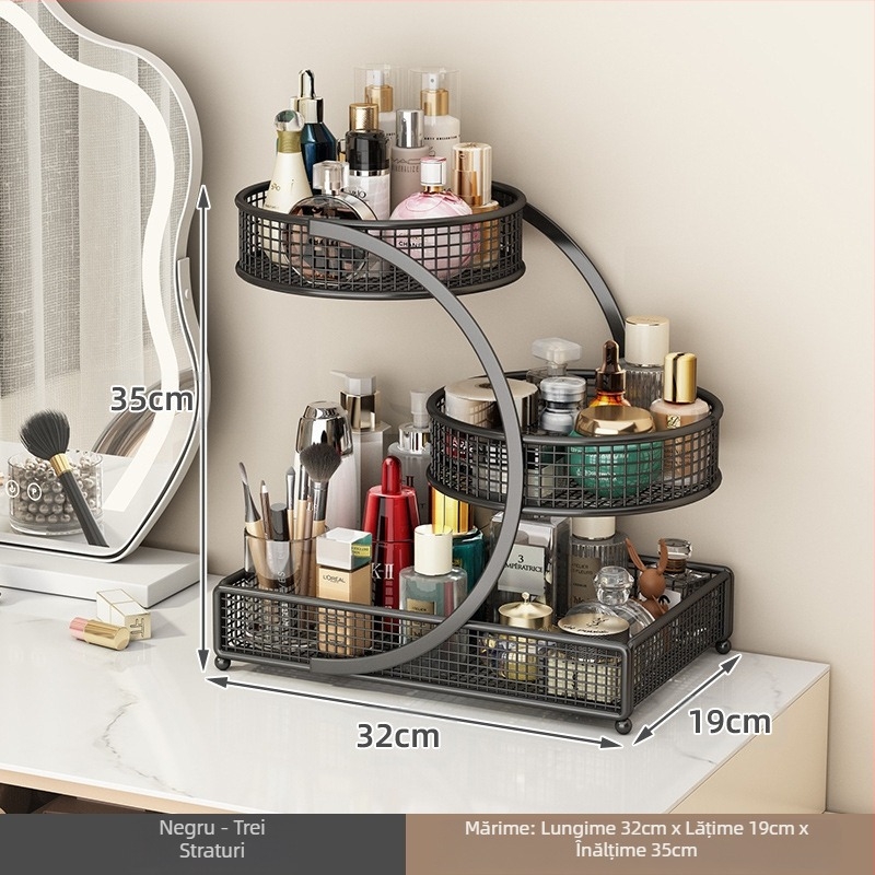 Cutie de depozitare pentru cosmetice, suport pentru masă de toaletă, raft pentru chiuvetă, raft pentru ruj și produse de îngrijire a pielii