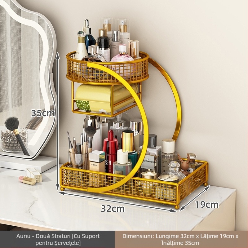 Cutie de depozitare pentru cosmetice, suport pentru masă de toaletă, raft pentru chiuvetă, raft pentru ruj și produse de îngrijire a pielii
