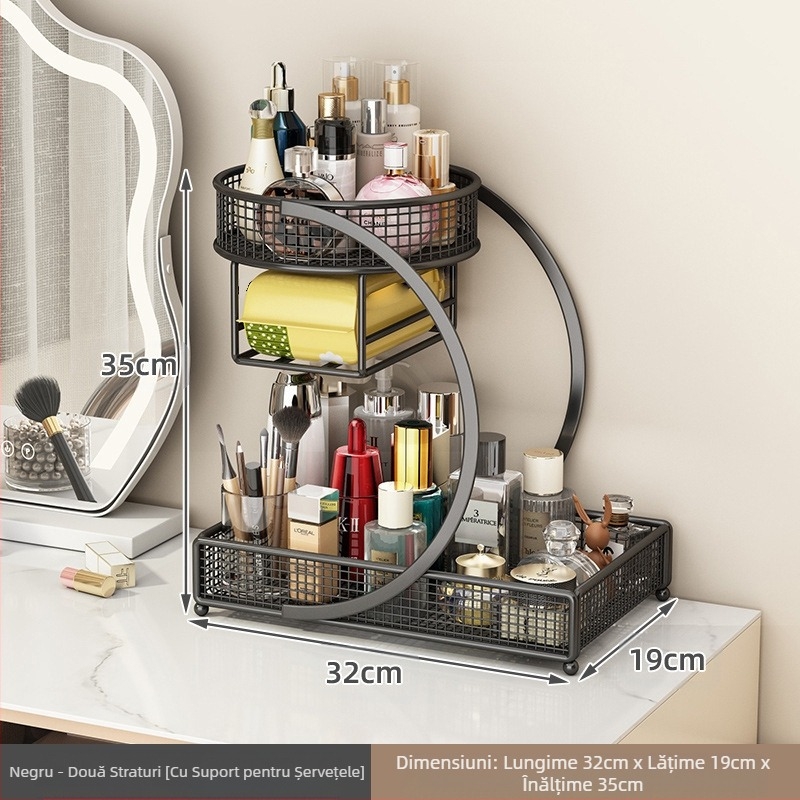 Cutie de depozitare pentru cosmetice, suport pentru masă de toaletă, raft pentru chiuvetă, raft pentru ruj și produse de îngrijire a pielii