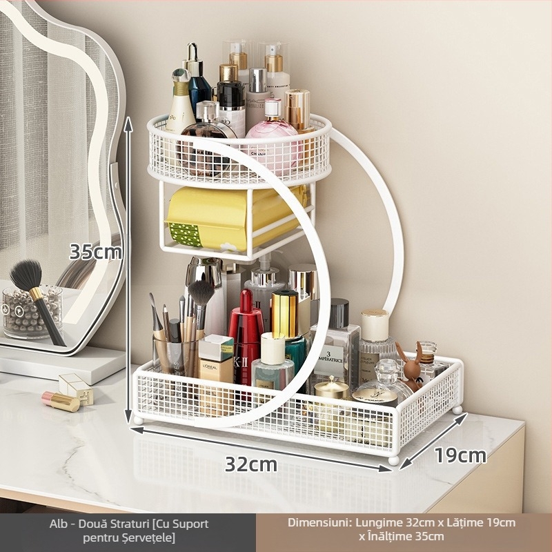 Cutie de depozitare pentru cosmetice, suport pentru masă de toaletă, raft pentru chiuvetă, raft pentru ruj și produse de îngrijire a pielii
