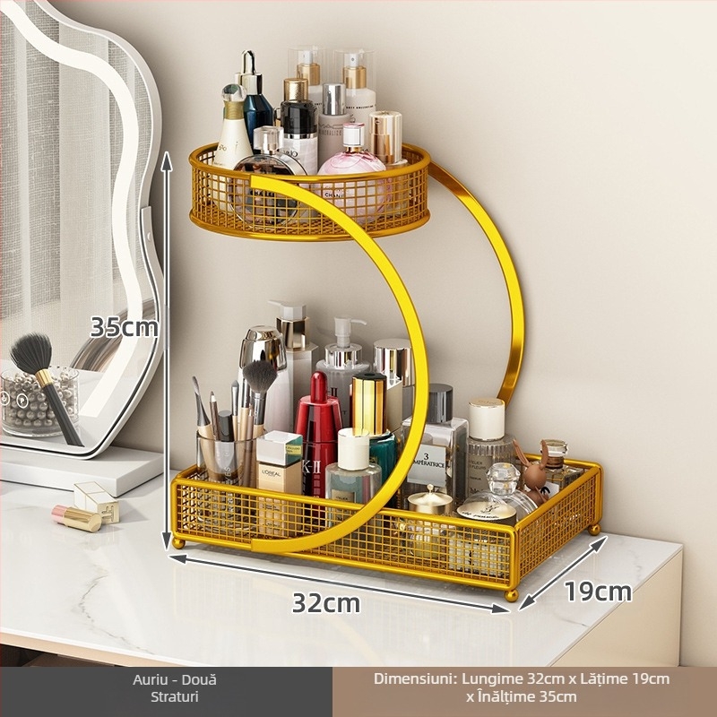 Cutie de depozitare pentru cosmetice, suport pentru masă de toaletă, raft pentru chiuvetă, raft pentru ruj și produse de îngrijire a pielii