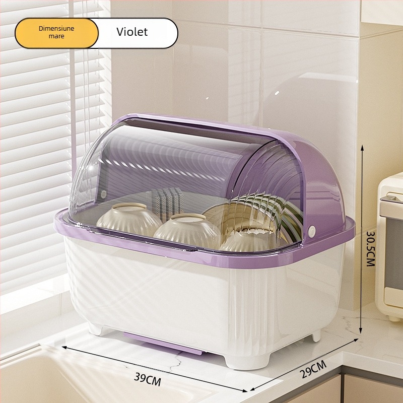 Cutie transparentă pentru depozitarea bolurilor și bețișoarelor cu capac, suport de scurgere pentru boluri și farfurii, suport pentru depozitarea vasei de bucătărie, dulap