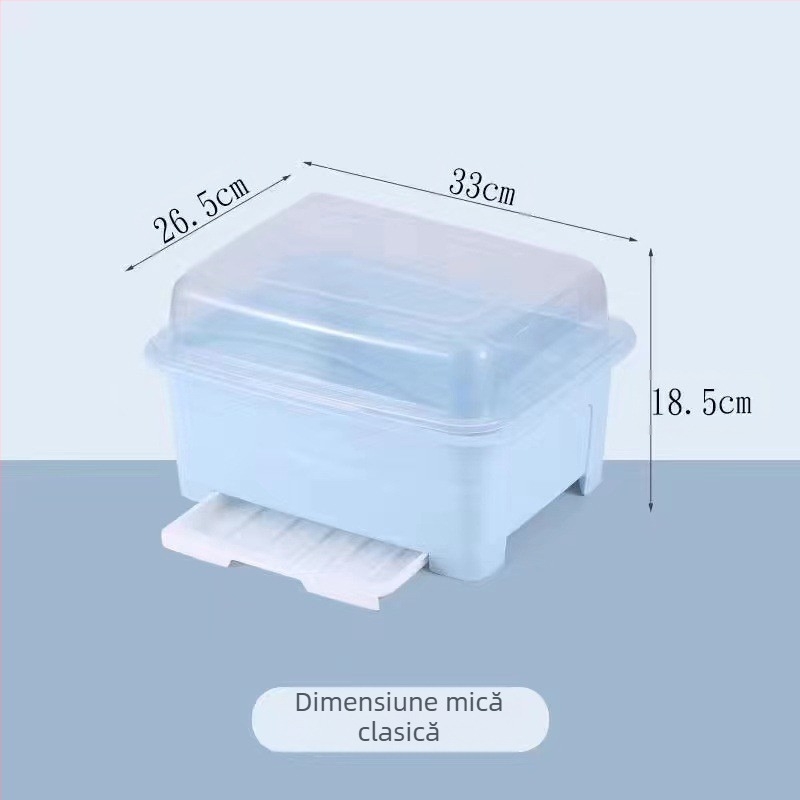 Cutie transparentă pentru depozitarea bolurilor și bețișoarelor cu capac, suport de scurgere pentru boluri și farfurii, suport pentru depozitarea vasei de bucătărie, dulap