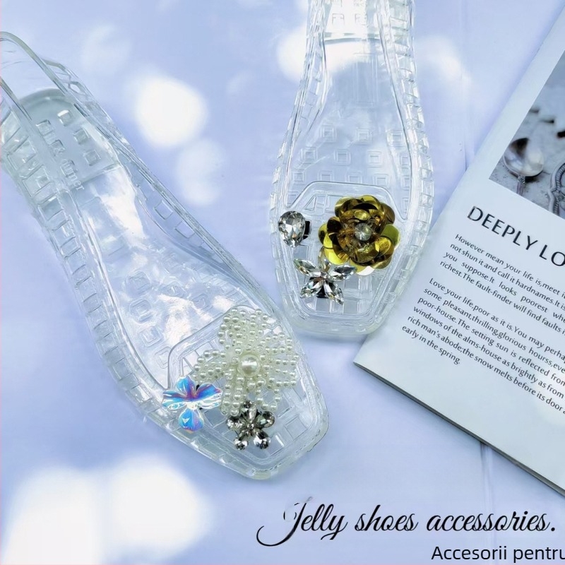 Pantofi crocodil Pantofi cu cristale Pantofi cu jeleu Pantofi crocodil Flori Pantofi cu jeleu Flori decorative pentru pantofi Accesorii DIY Flori pentru pantofi Catarame pentru pantofi