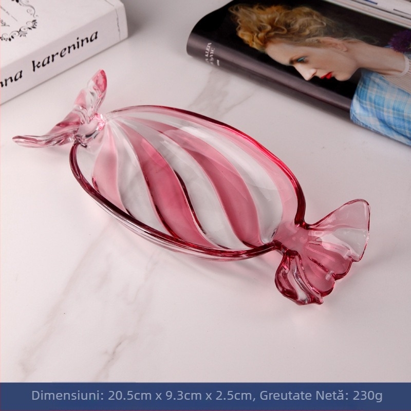 Farfurie de fructe din sticlă colorată, farfurie creativă în formă de bomboane, farfurie de bomboane, farfurie de uz casnic în living, farfurie cu fructe uscate, farfurie cu alimente, farfurie cu fructe