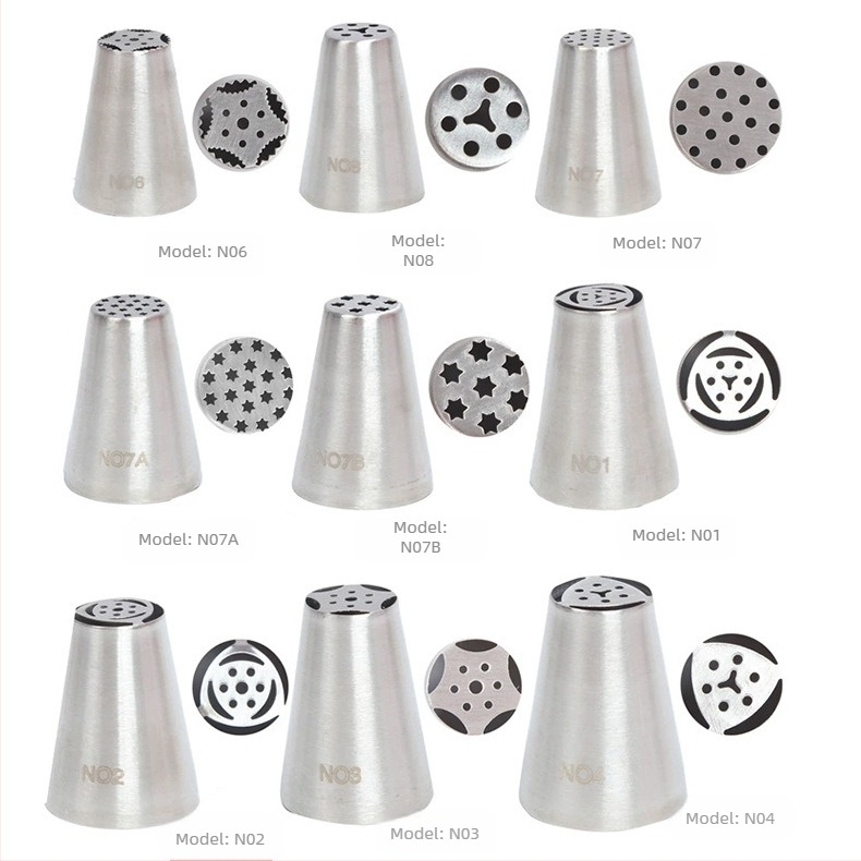 Set complet de duze de decorare rusești, din oțel inoxidabil 304, dintr-o singură bucată, pentru decorarea cremei, duză de copt, instrument de copt