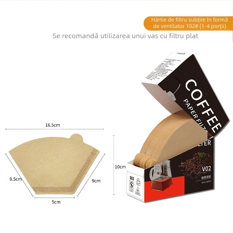 Hârtie de filtru de cafea, în formă de evantai, tip picurare, cafea preparată manual, agățat, filtru de hârtie pentru urechi, ceașcă de filtru de cafea de unică folosință, hârtie de filtru V60