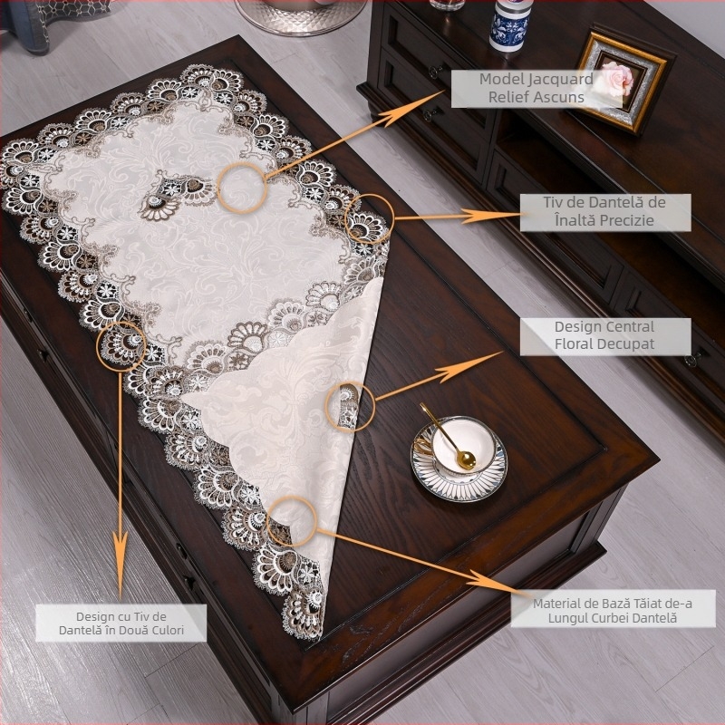 Față de masă dreptunghiulară pentru masă de cafea, din dantelă, pentru pernă de masă, husă anti-praf, plasă, pentru masă, decorativă, în stil european, față de masă de cafea