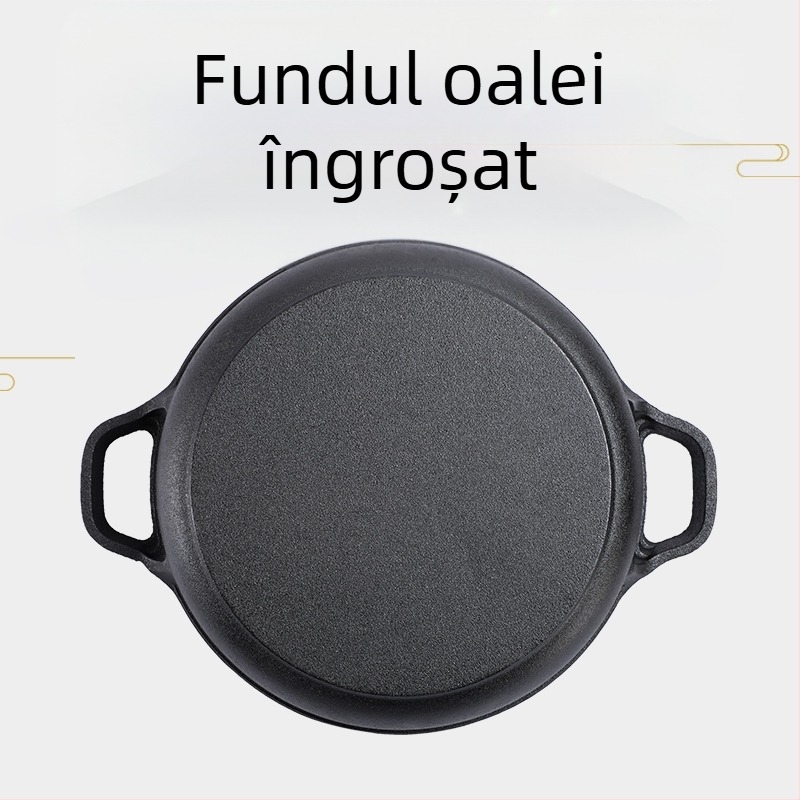 Tigaie din fontă pentru clătite de uz casnic, tigaie pentru clătite crude, tigaie multifuncțională, tigaie din fier brut, tigaie antiaderentă neacoperită