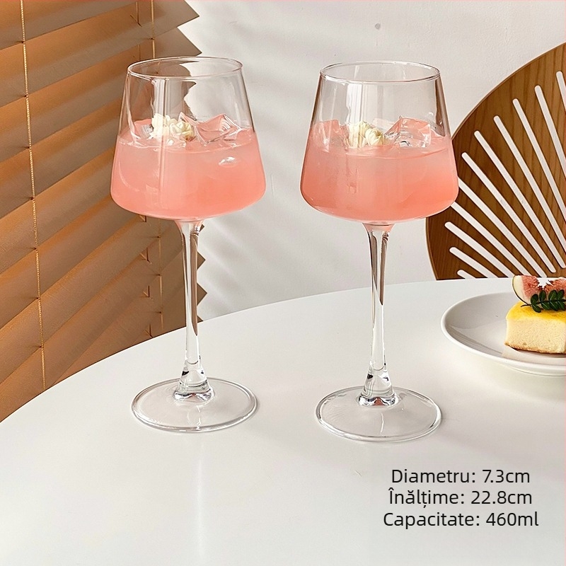 Pahar de sticlă retro în stil Ins, pahar de cocktail, pahar Martini, pahar de vin cu fructe, pahar special, pahar de vin