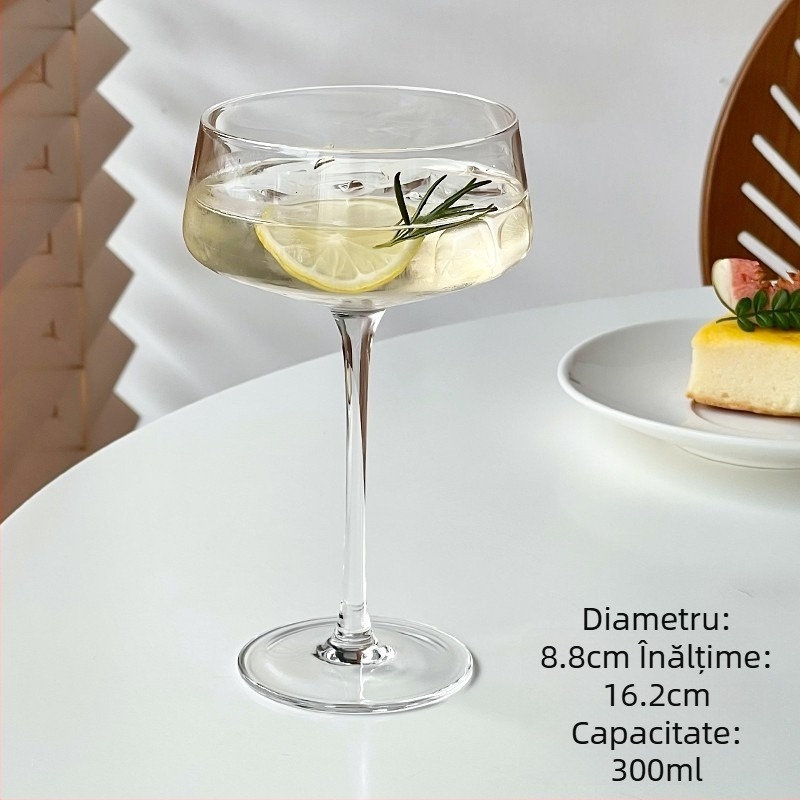 Pahar de sticlă retro în stil Ins, pahar de cocktail, pahar Martini, pahar de vin cu fructe, pahar special, pahar de vin