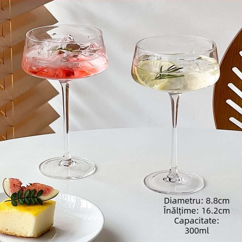 Pahar de sticlă retro în stil Ins, pahar de cocktail, pahar Martini, pahar de vin cu fructe, pahar special, pahar de vin