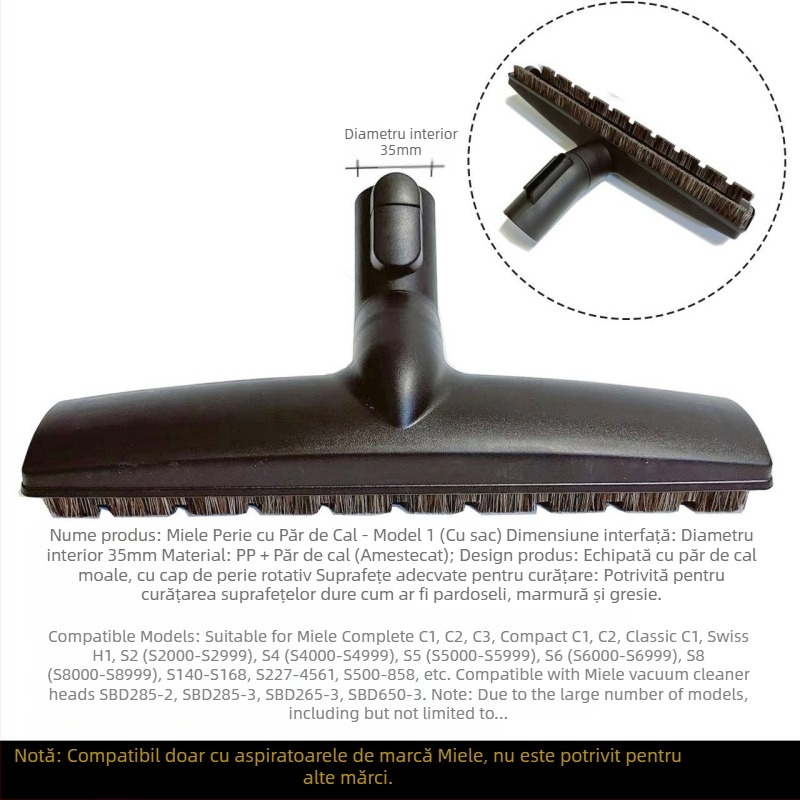 Pentru accesorii aspirator Miele, cap de aspirare cu perie de podea S1/S2/S4/S5/S6/S8, cap de perie pentru covor