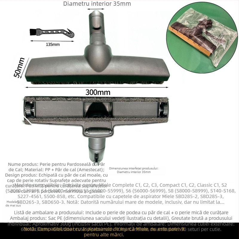 Pentru accesorii aspirator Miele, cap de aspirare cu perie de podea S1/S2/S4/S5/S6/S8, cap de perie pentru covor