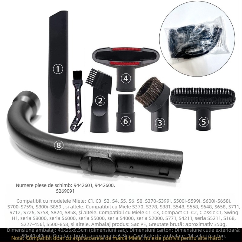 Pentru accesorii aspirator Miele, cap de aspirare cu perie de podea S1/S2/S4/S5/S6/S8, cap de perie pentru covor
