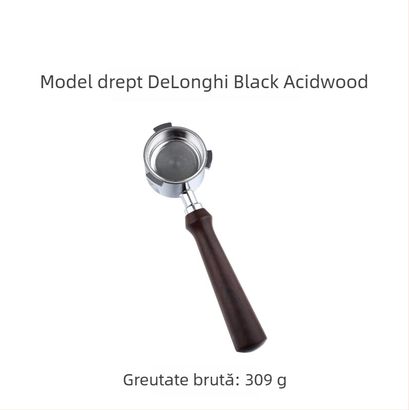 Mâner pentru aparat de cafea italian, mâner din lemn masiv, mâner din oțel inoxidabil cu trei urechi, mâner Delong fără fund, 51 mm