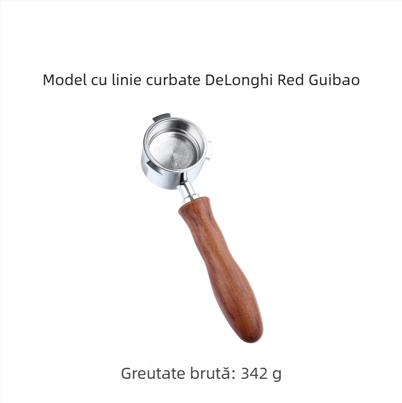Mâner pentru aparat de cafea italian, mâner din lemn masiv, mâner din oțel inoxidabil cu trei urechi, mâner Delong fără fund, 51 mm