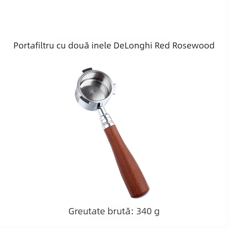 Mâner pentru aparat de cafea italian, mâner din lemn masiv, mâner din oțel inoxidabil cu trei urechi, mâner Delong fără fund, 51 mm