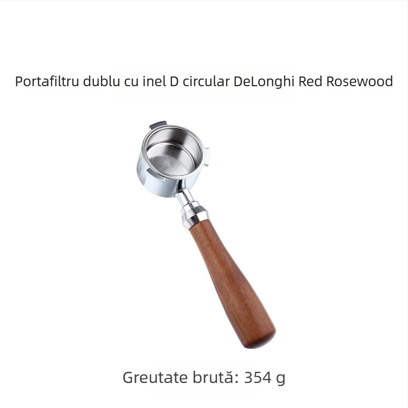 Mâner pentru aparat de cafea italian, mâner din lemn masiv, mâner din oțel inoxidabil cu trei urechi, mâner Delong fără fund, 51 mm