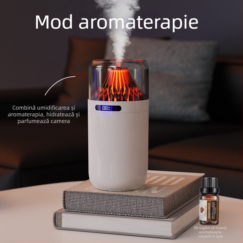 Nou simulare vulcan umidificator colorat aromă difuzor USB reîncărcabilă desktop auto tămâie reaprovizionare atmosferă lumină de noapte