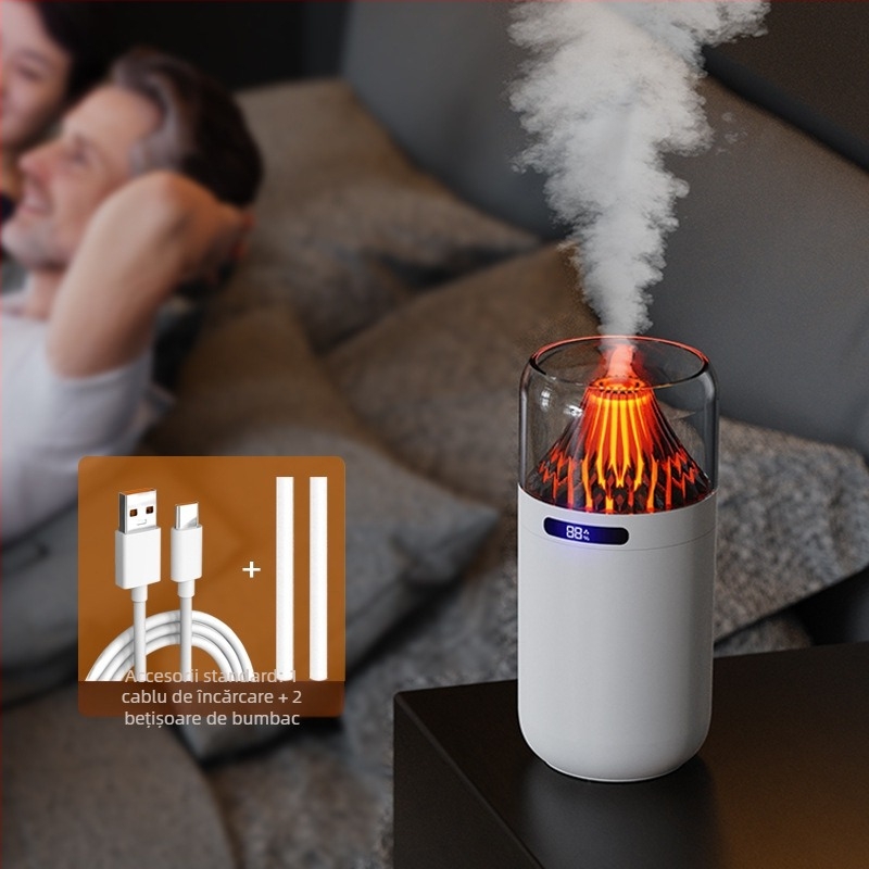 Nou simulare vulcan umidificator colorat aromă difuzor USB reîncărcabilă desktop auto tămâie reaprovizionare atmosferă lumină de noapte