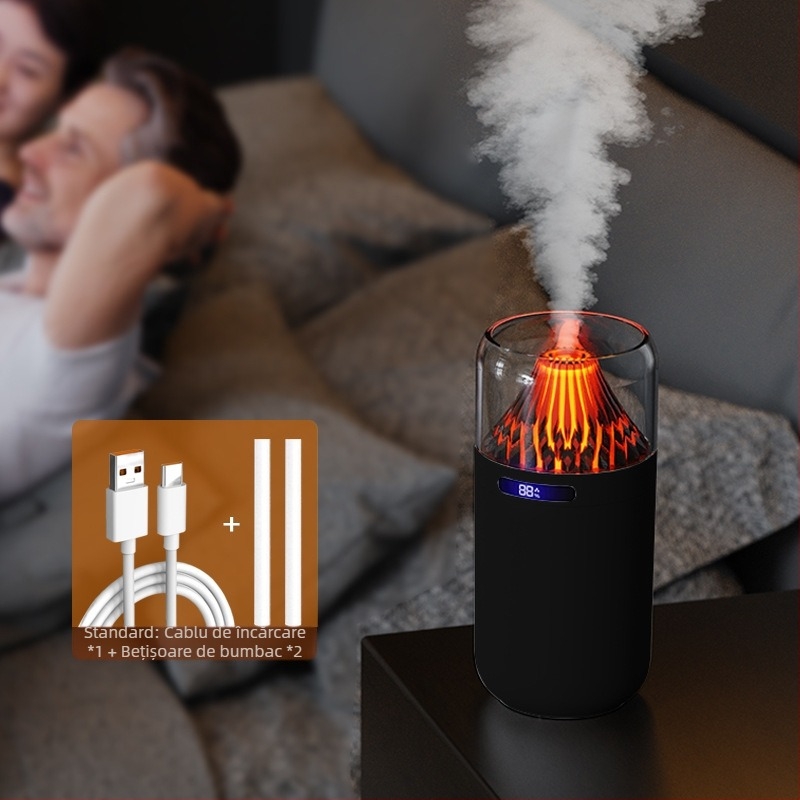 Nou simulare vulcan umidificator colorat aromă difuzor USB reîncărcabilă desktop auto tămâie reaprovizionare atmosferă lumină de noapte