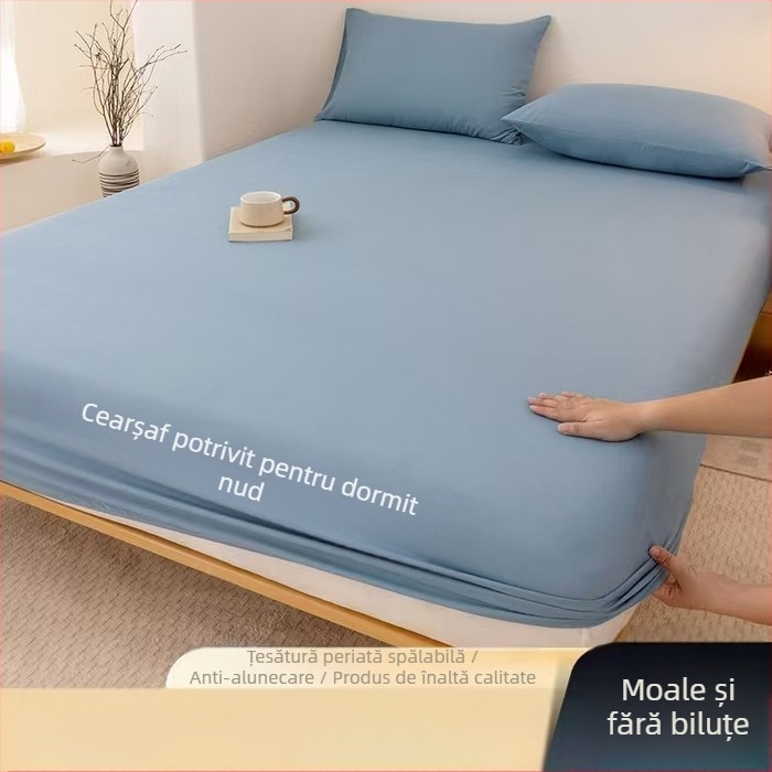 Clasa A, bumbac spălat, șlefuit, culoare solidă, husă de pat, uz casnic, all-in-one, cuvertură de pat, față de pernă, husă de saltea, husă de praf, set de trei piese