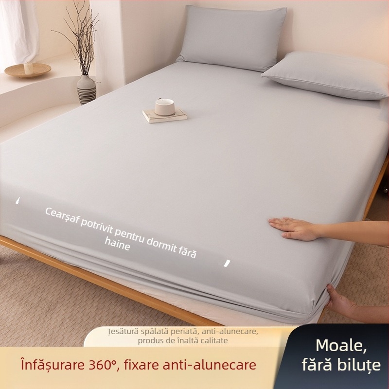 Clasa A, bumbac spălat, șlefuit, culoare solidă, husă de pat, uz casnic, all-in-one, cuvertură de pat, față de pernă, husă de saltea, husă de praf, set de trei piese