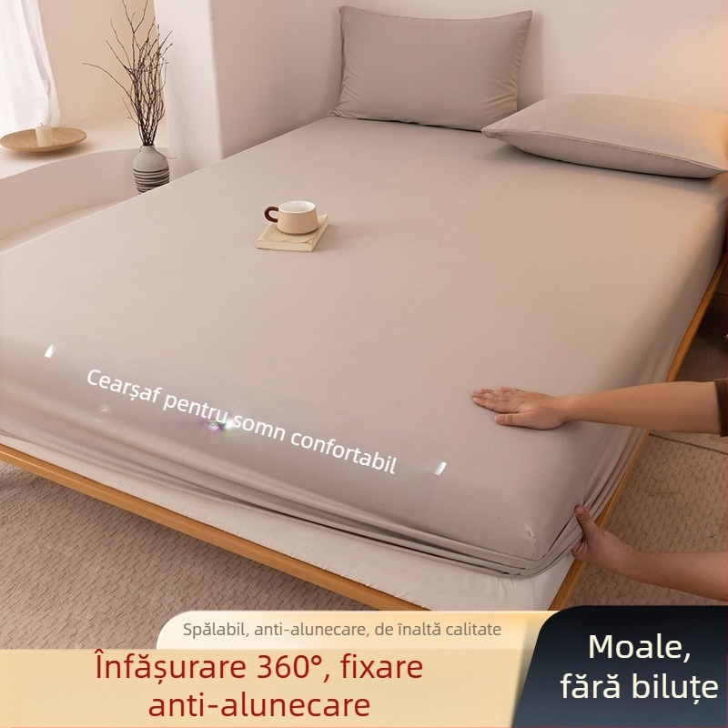 Clasa A, bumbac spălat, șlefuit, culoare solidă, husă de pat, uz casnic, all-in-one, cuvertură de pat, față de pernă, husă de saltea, husă de praf, set de trei piese