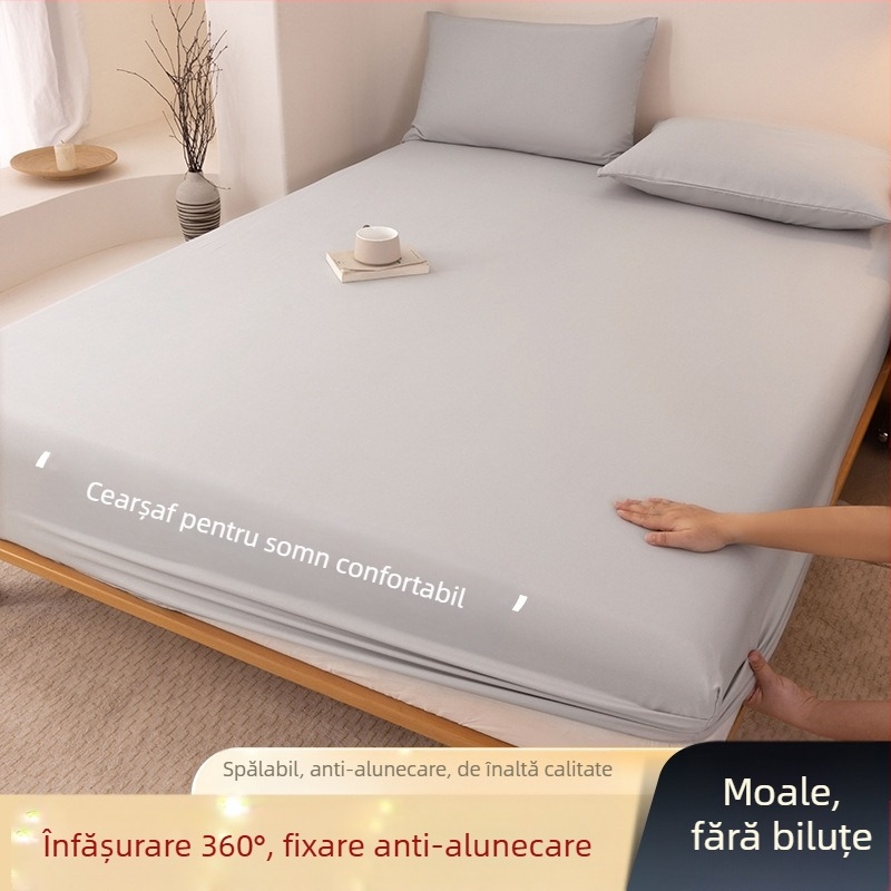 Clasa A, bumbac spălat, șlefuit, culoare solidă, husă de pat, uz casnic, all-in-one, cuvertură de pat, față de pernă, husă de saltea, husă de praf, set de trei piese