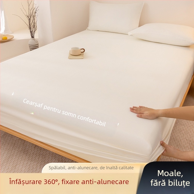 Clasa A, bumbac spălat, șlefuit, culoare solidă, husă de pat, uz casnic, all-in-one, cuvertură de pat, față de pernă, husă de saltea, husă de praf, set de trei piese