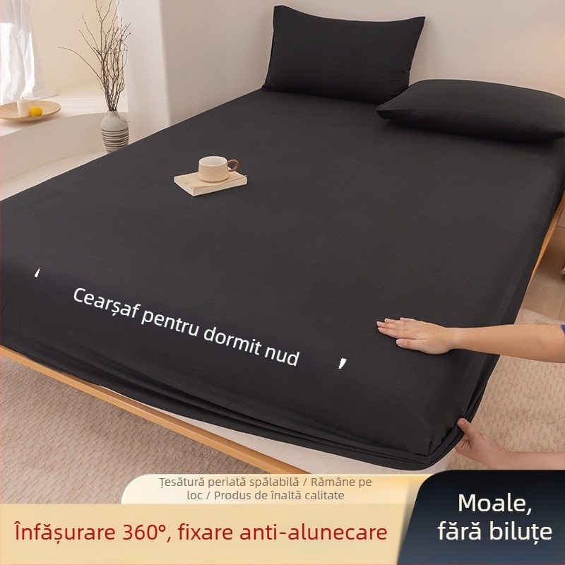 Clasa A, bumbac spălat, șlefuit, culoare solidă, husă de pat, uz casnic, all-in-one, cuvertură de pat, față de pernă, husă de saltea, husă de praf, set de trei piese