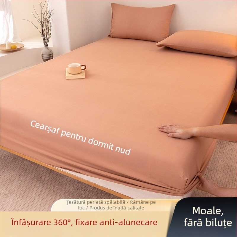 Clasa A, bumbac spălat, șlefuit, culoare solidă, husă de pat, uz casnic, all-in-one, cuvertură de pat, față de pernă, husă de saltea, husă de praf, set de trei piese