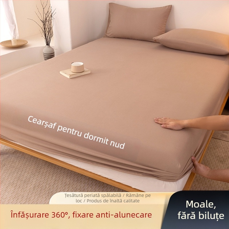 Clasa A, bumbac spălat, șlefuit, culoare solidă, husă de pat, uz casnic, all-in-one, cuvertură de pat, față de pernă, husă de saltea, husă de praf, set de trei piese
