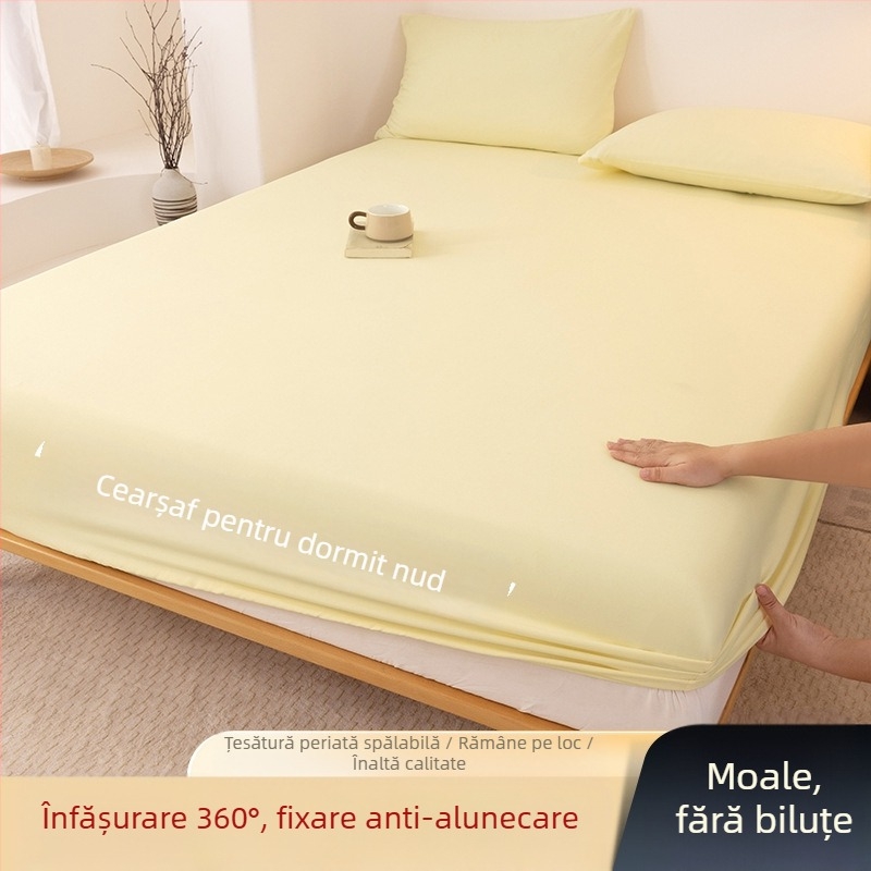 Clasa A, bumbac spălat, șlefuit, culoare solidă, husă de pat, uz casnic, all-in-one, cuvertură de pat, față de pernă, husă de saltea, husă de praf, set de trei piese