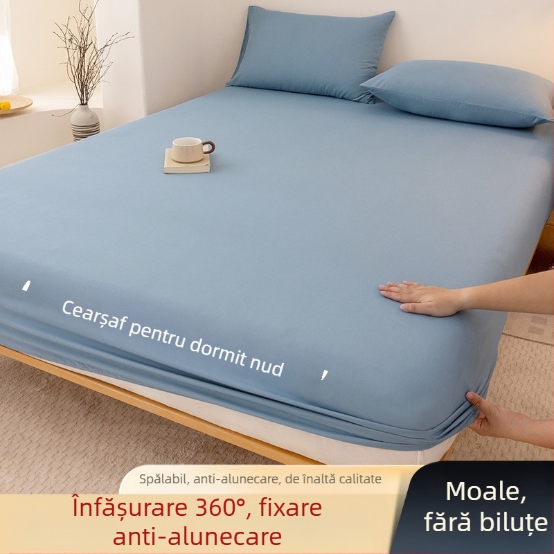 Clasa A, bumbac spălat, șlefuit, culoare solidă, husă de pat, uz casnic, all-in-one, cuvertură de pat, față de pernă, husă de saltea, husă de praf, set de trei piese