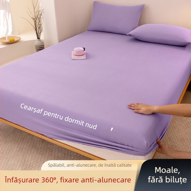 Clasa A, bumbac spălat, șlefuit, culoare solidă, husă de pat, uz casnic, all-in-one, cuvertură de pat, față de pernă, husă de saltea, husă de praf, set de trei piese