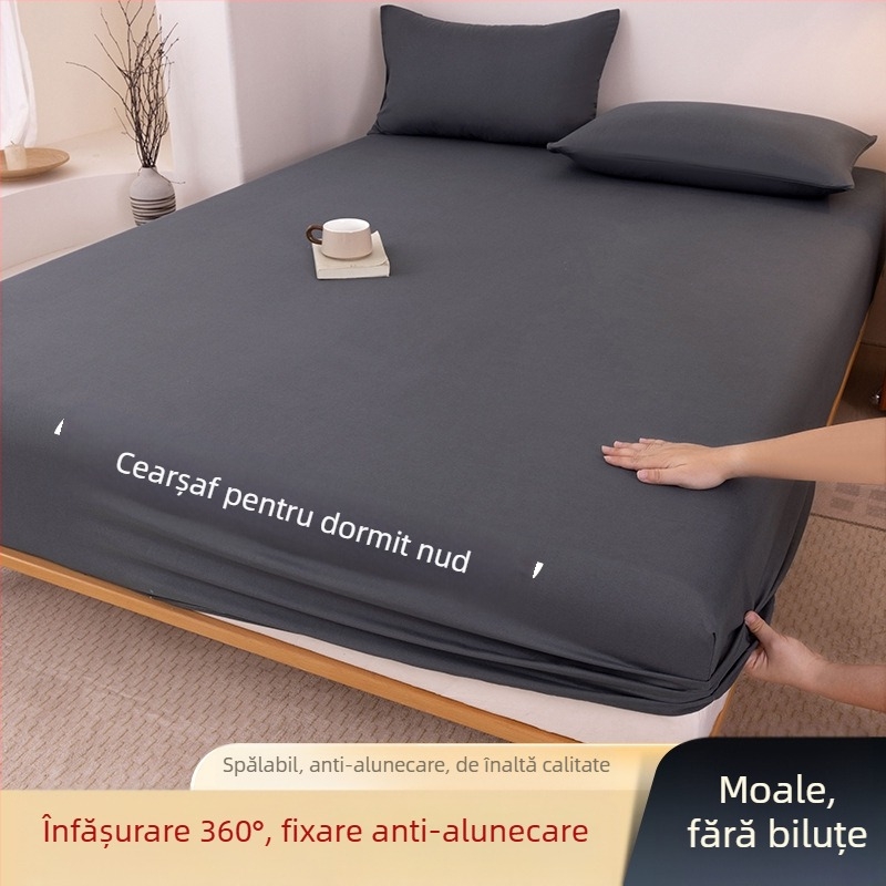 Clasa A, bumbac spălat, șlefuit, culoare solidă, husă de pat, uz casnic, all-in-one, cuvertură de pat, față de pernă, husă de saltea, husă de praf, set de trei piese