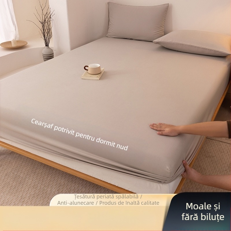 Clasa A, bumbac spălat, șlefuit, culoare solidă, husă de pat, uz casnic, all-in-one, cuvertură de pat, față de pernă, husă de saltea, husă de praf, set de trei piese