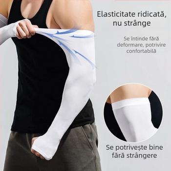 Manșoane de protecție solară pentru bărbați, mărime plus, apărători de brațe largi, plus mâneci de mătase de gheață, protecție solară, protecție UV pentru braț