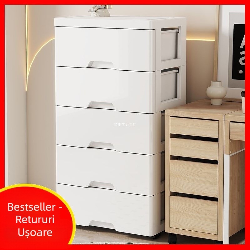 Bibliotecă din plastic cutie de depozitare de mare capacitate, dulap de depozitare pentru dosare, cutie de depozitare pentru dormitor, sufragerie, raft de depozitare pentru gustări cu roți