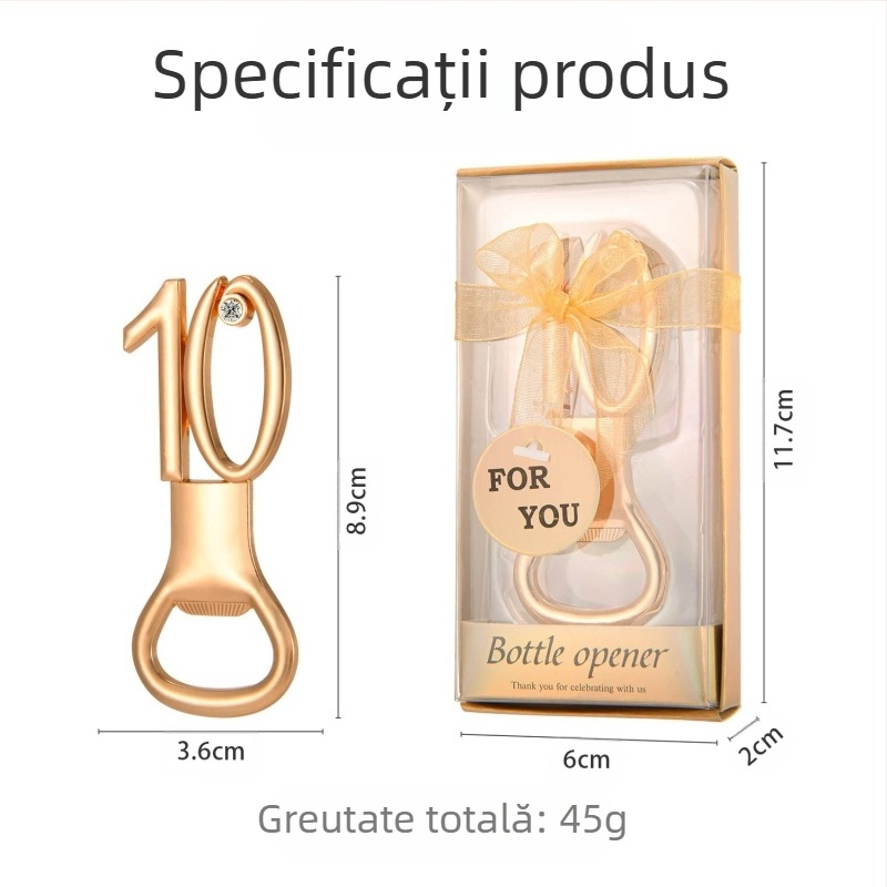 Deschizător de sticle digital pentru ziua de naștere, deschizător de sticle pentru nuntă, cadou de ziua de naștere, deschizător de sticle pentru bere din aliaj european și american, de aur pentru nuntă
