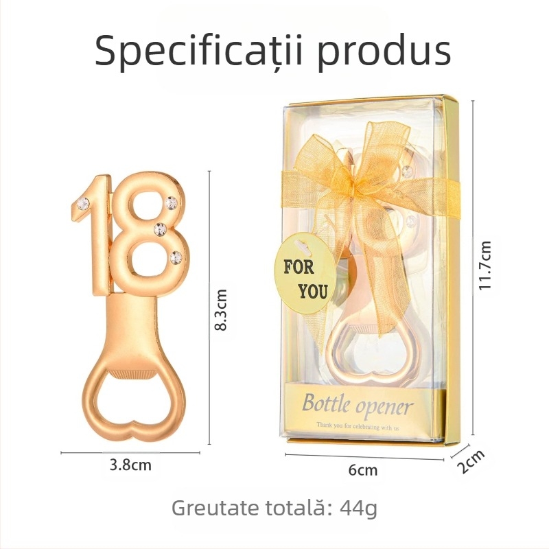 Deschizător de sticle digital pentru ziua de naștere, deschizător de sticle pentru nuntă, cadou de ziua de naștere, deschizător de sticle pentru bere din aliaj european și american, de aur pentru nuntă