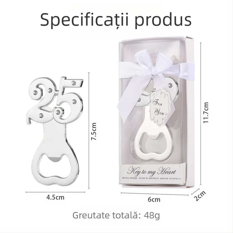 Deschizător de sticle digital pentru ziua de naștere, deschizător de sticle pentru nuntă, cadou de ziua de naștere, deschizător de sticle pentru bere din aliaj european și american, de aur pentru nuntă