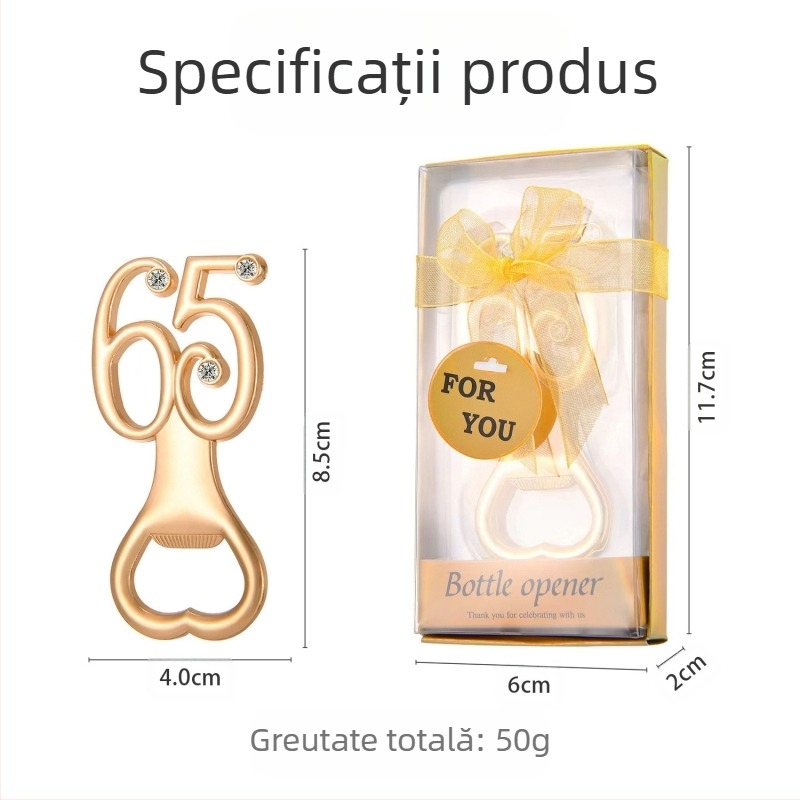 Deschizător de sticle digital pentru ziua de naștere, deschizător de sticle pentru nuntă, cadou de ziua de naștere, deschizător de sticle pentru bere din aliaj european și american, de aur pentru nuntă