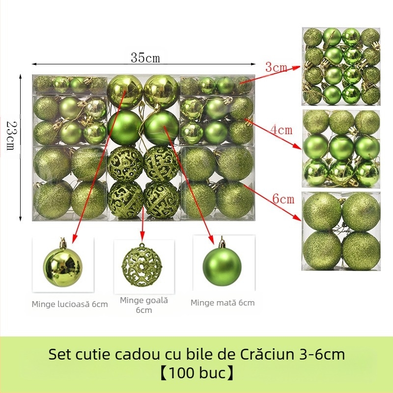 Globuri de Crăciun coapte, 100 buc, ornamente de Crăciun, 6 stiluri, 6 culori, bile din plastic, producător de cadouri de Crăciun, cutie orb