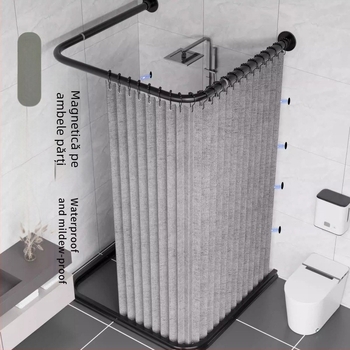 Perdea de duș pliabilă în formă de U, perdea de duș magnetică invizibilă, fără perforații, costum de perdea de duș Arc Hygienic