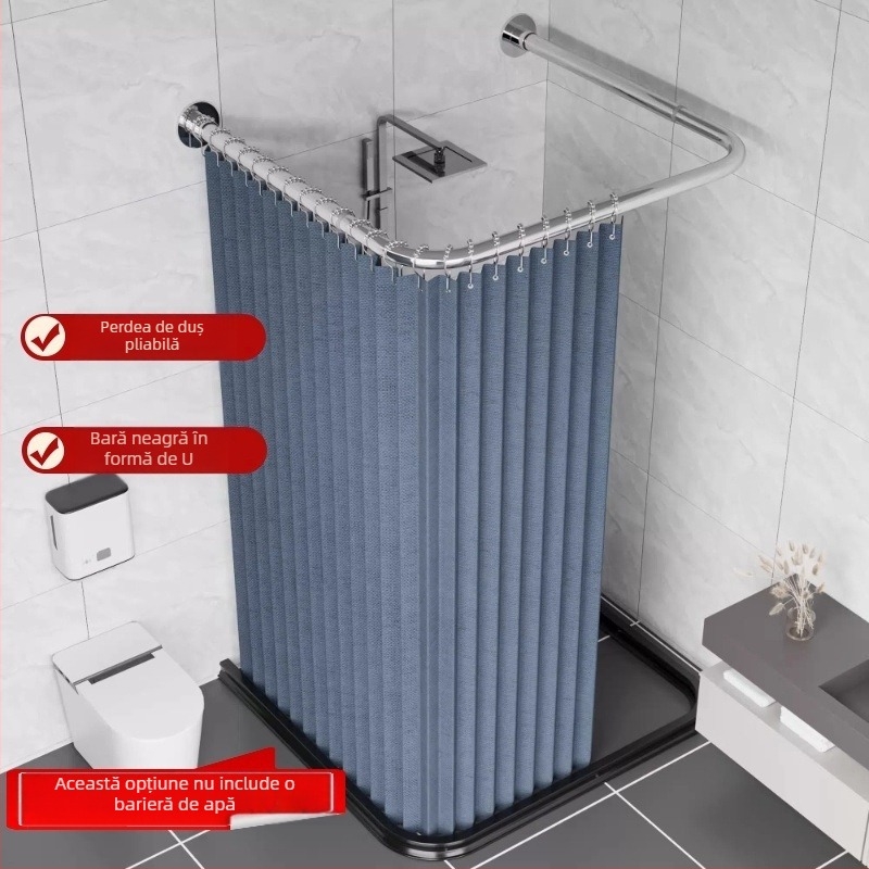 Perdea de duș pliabilă în formă de U, perdea de duș magnetică invizibilă, fără perforații, costum de perdea de duș Arc Hygienic